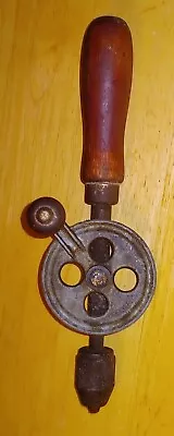 Vintage Eggbeater Hand Drill With Wood Handles MADE IN THE USA TOOL Old Antique  • $15.19