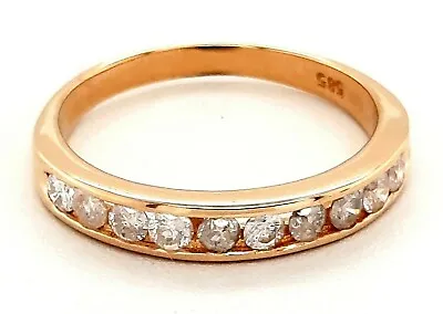 Diamond 14ct Yellow Gold Ring Fine Wedding/Engagement Jewellery Band Size N 1/2 • $327.08