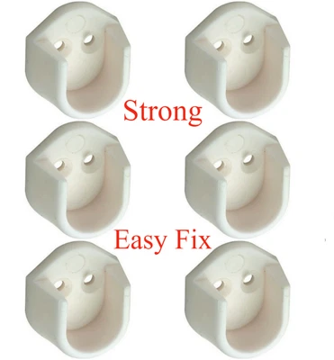 £3.49 • Buy 6 X White 15 Mm Rail End Supports Brackets Oval For Wardrobe Rails Poles Hanging