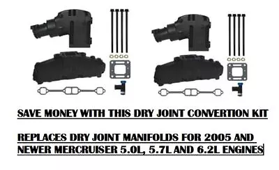 MerCruiser Dry Joint V8 Exhaust Manifold Riser Kit Elbow Package 2005+ 5.0 5.7 L • $775