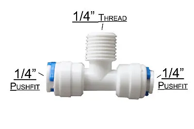 £1.99 • Buy T Connector 1/4  Pipe X 1/4  Thread X 1/4  Pipe Water Filter RO Fitting Diverter