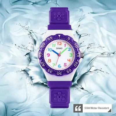 Skmei Kids Boys Girls Children Watch Easy Tell Time Analogue Learning Purple • £14.99