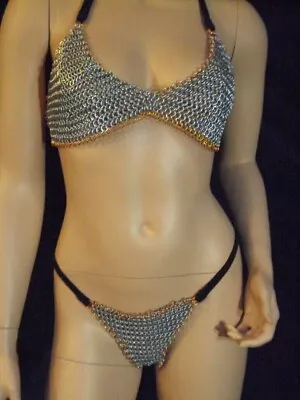 Chain Mail Bra & Pantie Girl Sexy Body Clothing For Women Handmade Design Bra • $88.58