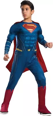 Superman Boys Deluxe Muscle Chest Costume Kid Fancy Dress Superhero Party Outfit • $26.24