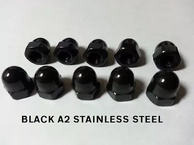 BLACK STAINLESS STEEL DOME NUTS A2-70 Stainless Steel M3 M4 M5 M6 M8 M10 M12 • £34.70