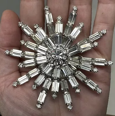 VTG Showstopper Massive Vibrant Sparkly Rhinestone Starburst Snowflake Brooch • $165