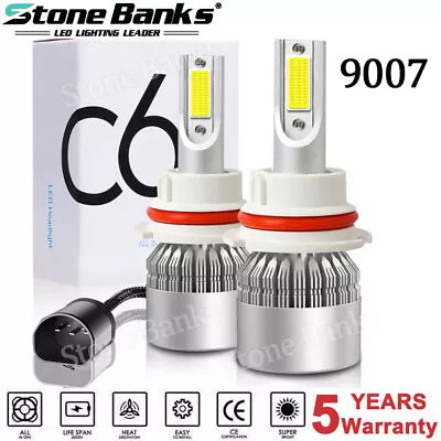 2PCS 9007 HB5 LED Headlight Bulbs Kit 6000K Bright White High/Low Dual Beam Lamp • $11.89