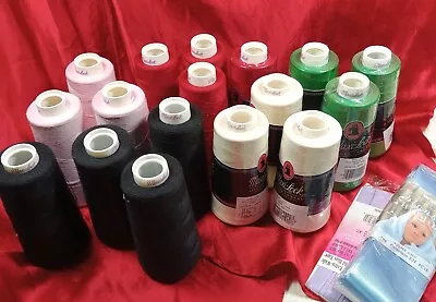 Lot Of 17 MAXI LOCK Thread 3000 Yd EACH Roll Assorted Colors SEE PHOTOS • $40