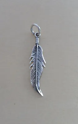 925 Sterling Silver Feather Pendant Charm • £5.99