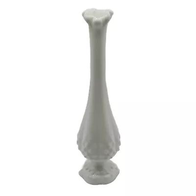 Vintage Fenton Hobnail Swung Milk Glass 9.5  Bud Vase Mid Century Modern • $24.87