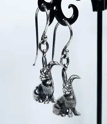 925 Silver - Vintage Massive Earrings - Rabbit • £155.49