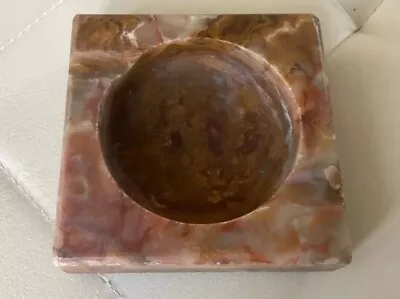 Vintage Marbled Stone Square Heavy Cigar Cigarette Ashtray 4.5” • $42.50