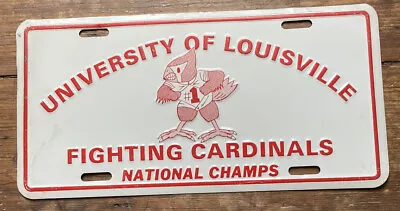 Vintage 1980s Louisville Cardinals National Champs Metal License Plate • $25