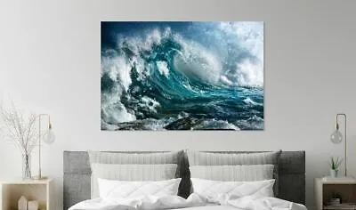 Wave Green Art Home Decor High Quality Canvas Print Choose Size  • $67.99