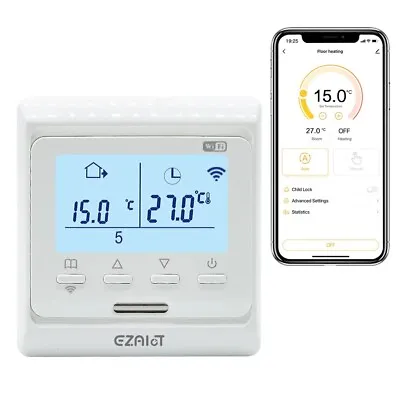 EZAIoT Wired Smart Thermostat - Wall Mount Wifi Controller - Floor Heating Works • £28.99