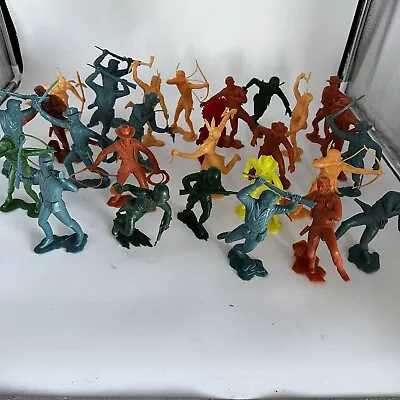 Huge Lot Vintage Louis Marx Cowboys Indians Soldiers 6  Plastic FIgures • $40