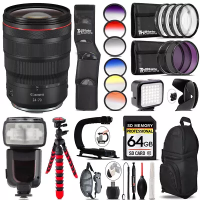 Canon RF 24-70mm F/2.8L IS USM Lens +Pro Flash +LED Light -64GB Accessory Bundle • $2236.99