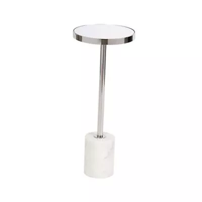  Hescott Modern Mirrored Drink Table 10 X 10 X 24 White 10x10x24 Silver • $174.76