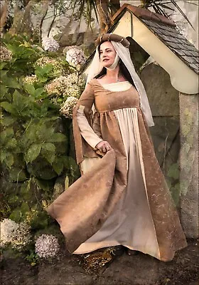 £110 • Buy Fawn Medieval Gown With High Waist And Circlet Headdress With Veil 14-16 