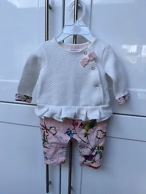 Ted Baker Baby Newborn Girl Outfit Dress All In One Pink White • £10