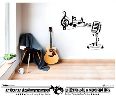 £6.99 • Buy Microphone Music Notes Wall Art Stickers Decor Home Bedroom Den Girls Boys