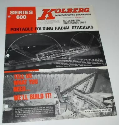 Kolberg 600 Series Stackers Elevators Conveyors Sales Catalog Manual Brochure • £15.42