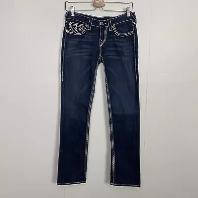 True Religion Woman’s Straight Flap Pockets Dark Wash Denim Jeans Size 27. • $32.99