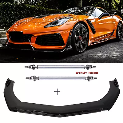 Glossy Black Front Bumper Splitter Spoiler Kit For Chevy Corvette C8 C7 C6 C5 • $69.99