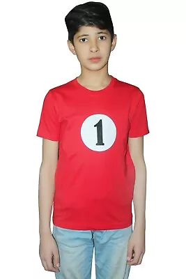 Children Thing 1 Number Printed Red Top T-Shirt Kids Book Week Costume Outfit • £4.49