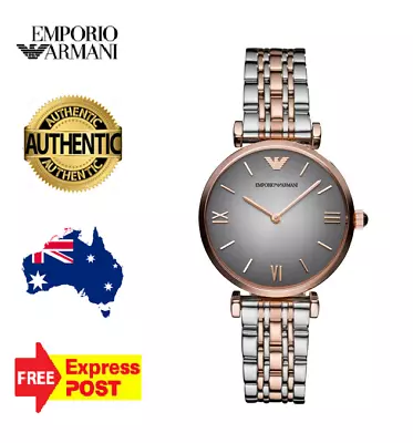 Emporio Armani Gianni T-bar Ar1725 Silver/rose Gold/grey Womens Watch • $239.99