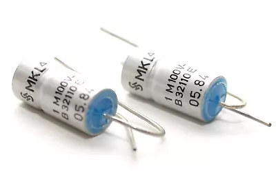 2x Siemens MKL Capacitor 1 ÂμF / 100V Axial B32110E Epoxy Sealed 80s NOS • $20.34