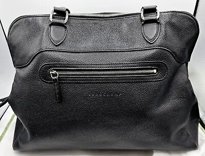 LongChamp Le Pliage Genuine Full-Grain Black Leather Extra Lrg Tote Bag 16 ×12  • $620