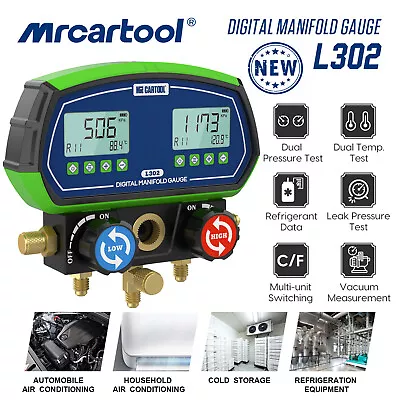 $129 • Buy Refrigeration Digital Manifold Gauge HVAC Vacuum Dual Pressure Temp Leak Tester