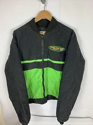 VTG 90s Arctic Cat Thinsulate Jacket Black Green Bomber Full Zip USA Mens Sz L • $21.25