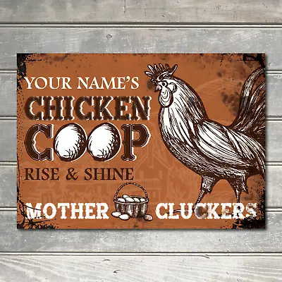 Personalised Farm Chicken Coop Sign Rise & Shine Custom Wall Decor Metal Plaque • £5.70