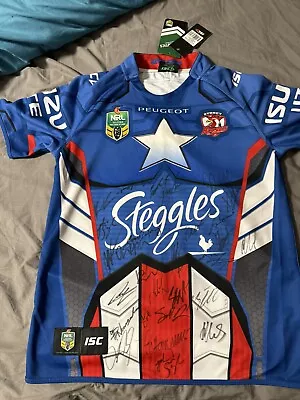 2014 Sydney Roosters Captain America Jersey FULLY SIGNED NRL Medium BNWT. • $250