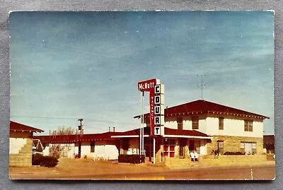 MID CENTURY MODERN GOOGIE SIGN Postcard McNUTT COURT Brownfield TEXAS • $9.99