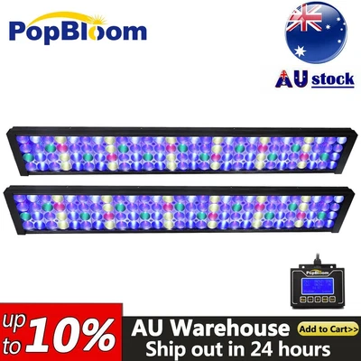 $559.99 • Buy 2PCS PopBloom Marine LED Aquarium Light Full Spectrum 60  72  Reef Coral Tank 