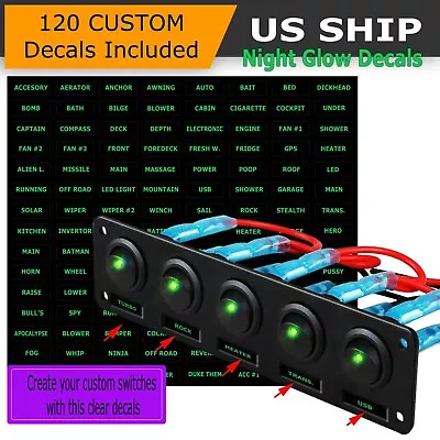 5 Gang Toggle Rocker Switch Panel Car Boat Marine Truck Green LED • $14.95