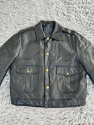 Kale Uniforms Mens Jacket Medium Black Chicago Police Motorcycle Leather Vintage • $159.99