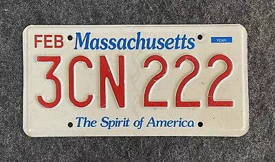 Massachusetts License Plate Nice Tag MA 3CN 222 Triple Number Repeating 222 • $13.99