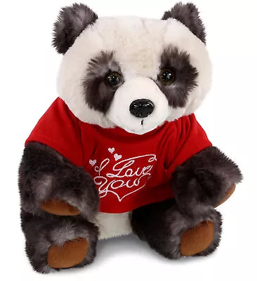 DolliBu I LOVE YOU Squat Panda Plush Stuffed Animal With Red Shirt 7 Inch • $19.97