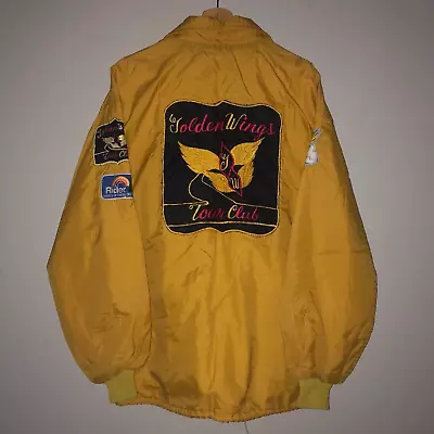 Vintage 1970s GOLDEN WINGS TOUR CLUB MOTORCYCLE JACKET Sewn Patches Honda 70s XL • $256.97