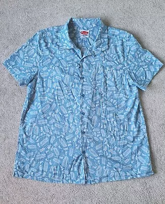 Mambo Button Shirt Adult Size Medium Blue Short Sleeve Casual Hawaiian Party  • $19.99