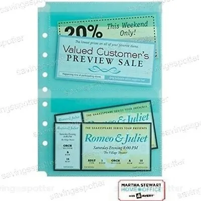 Martha Stewart Avery Sheet Protectors 5.5  X 8.5  Secure Top Teal Mini 2-Pockets • $6.49