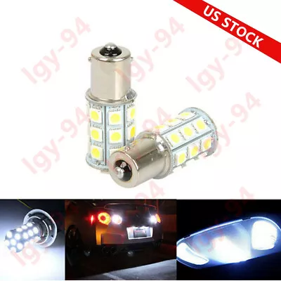 2pcs 12V R5W 1156 5050 27 SMD LED Car Tail Turn Signal Light Lamp Bulb White • $10.57