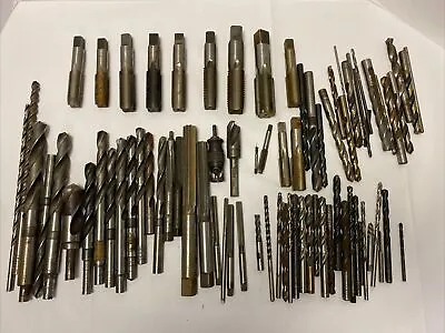 Huge Lot Of Metal Drill Bits Large Taps Flutes Reamers Machinist Metal Fab Used • $129.99