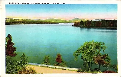 Lake Pennesseewassee From Hwy Norway ME Maine WB Postcard UNP VTG Tichnor Unused • $3