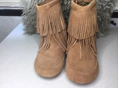 Makula Fringed 2 Tier Leather Woman’s Boots Size 8 WORN ONCE 60’s Hippie Boho • $29.99