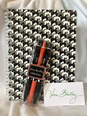 Vera Bradley Mini Notebook W/ Pocket + Click INK Pens Set SCOTTIE DOGS NWT RARE • $22